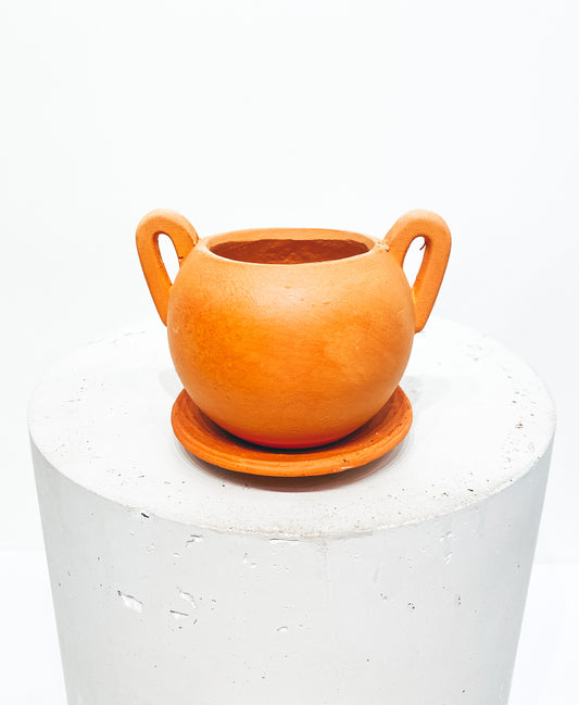 "Bola" terracotta pot with  handles D11 H9