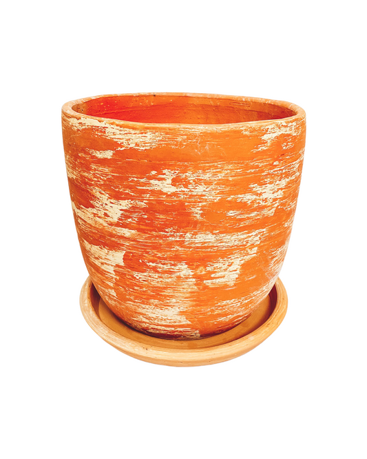 (ALLEEN IN DE WINKEL!) Mixed clay high curved terracotta pot N4 - D30 H30